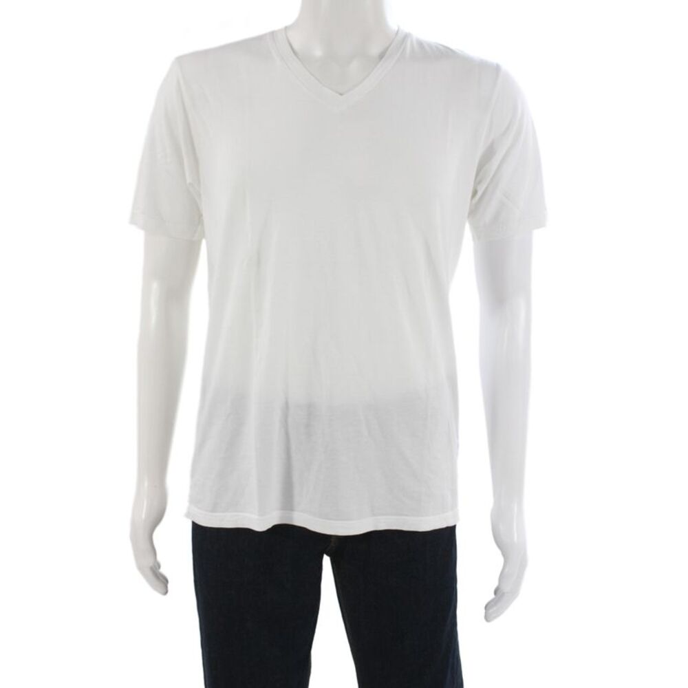 Goodlife Mens Basic White V-Neck T-Shirt 50% Supima Micromodal Size M